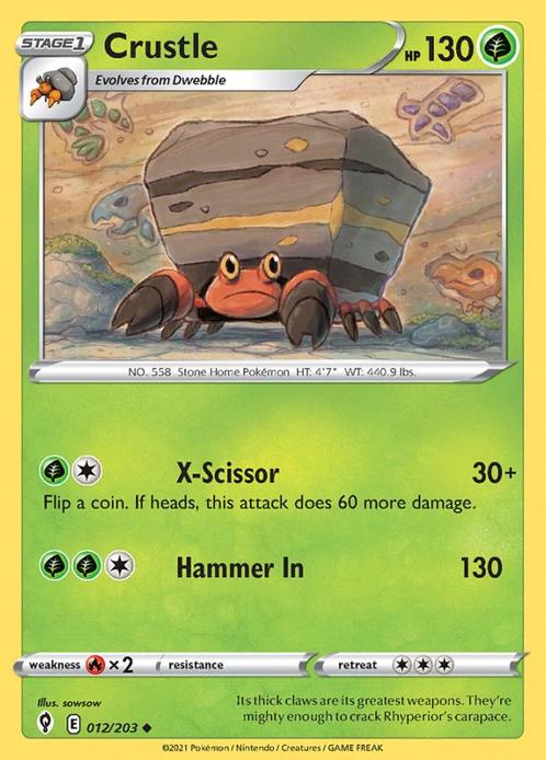Crustle 012/203 (Evolving Skies), Hobby en Vrije tijd, Verzamelkaartspellen | Pokémon, Losse kaart, Nieuw, Foil, Ophalen of Verzenden
