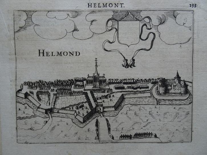 gravure aanzicht stad Helmont Helmond L Guicciardini 1613, Antiek en Kunst, Kunst | Etsen en Gravures, Verzenden
