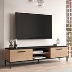 [en.casa] TV-meubel Lempäälä 39x160x35 cm eiken en zwart, Huis en Inrichting, Kasten | Televisiemeubels, Verzenden, Nieuw