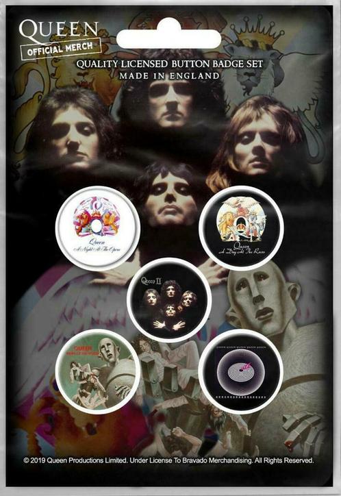 Queen button Early Albums 5-pack officiële merchandise, Verzamelen, Muziek, Artiesten en Beroemdheden, Gebruiksvoorwerp, Nieuw