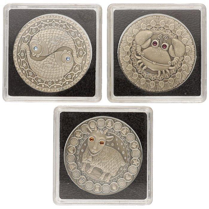 Wit-Rusland. 20 Roubles 2009 - Zodiac Signs (3 stuks), Postzegels en Munten, Munten | Europa | Niet-Euromunten
