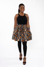 Afrikaanse print mini rok - Bruin Zwart Bogolan - S, Kleding | Dames, Rokken, Ophalen of Verzenden, Nieuw