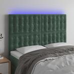 vidaXL Hoofdbord LED 144x5x118/128 cm fluweel donkergroen, Verzenden, Nieuw, Groen, Stof