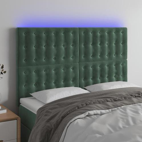 vidaXL Hoofdbord LED 144x5x118/128 cm fluweel donkergroen, Huis en Inrichting, Slaapkamer | Bedden, Groen, Nieuw, Stof, Verzenden