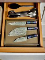 Set of 3, Hand-Forged with Old & Rain Drop engraved pattern
