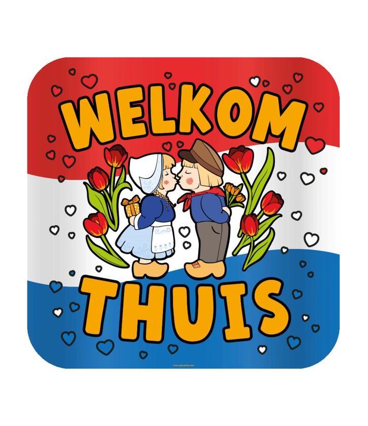 Huldeschild Welkom Thuis Cartoon Nederland, Hobby en Vrije tijd, Feestartikelen, Nieuw, Ophalen of Verzenden
