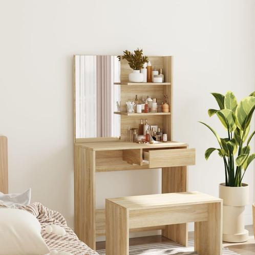 vidaXL Kaptafel met spiegel 74,5x40x141 cm sonoma, Huis en Inrichting, Tafels | Salontafels, 50 tot 100 cm, Nieuw, Overige houtsoorten