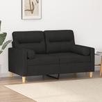 vidaXL Tweezitsbank met sierkussens 120 cm stof zwart, Huis en Inrichting, Verzenden, Minder dan 150 cm, Stof, Nieuw