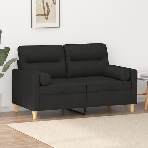 vidaXL Tweezitsbank met sierkussens 120 cm stof zwart, Huis en Inrichting, Banken | Bankstellen, Nieuw, Minder dan 150 cm, Stof