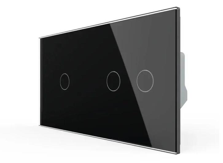 Livolo Touchscreen Schakelaar | Zwart | 1+2 | Aan/Uit |, Doe-het-zelf en Verbouw, Elektra en Kabels, Schakelaar, Nieuw, Ophalen of Verzenden