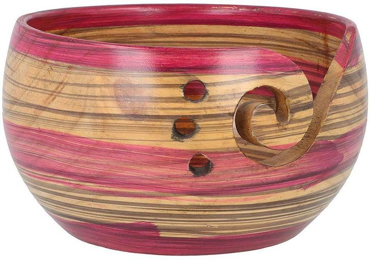 Scheepjes Yarn Bowl - Dennenhout Lichtbruin-Rood - 13x9cm, Hobby en Vrije tijd, Breien en Haken, Ophalen of Verzenden