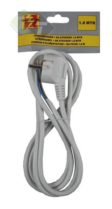 Stekker Met Snoer, 180cm, 16 Ampere, 250 Volt, Wit, Auto-onderdelen, Elektronica en Kabels, Nieuw, Universele onderdelen, Ophalen of Verzenden