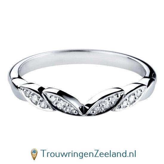 Aanschuifring in 9/18 karaat witgoud of platina 950 V-vor..., Sieraden, Tassen en Uiterlijk, Ringen, Verzenden