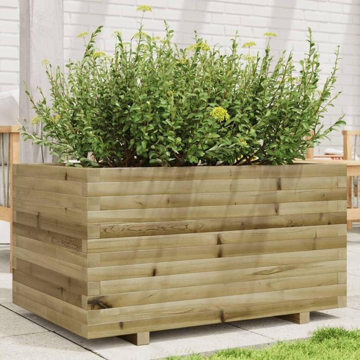 Plantenbak Massief Hout | Laatste Stuk!, Tuin en Terras, Bloembakken en Plantenbakken, 30 tot 60 cm, 60 tot 100 cm, Tuin, Rechthoekig