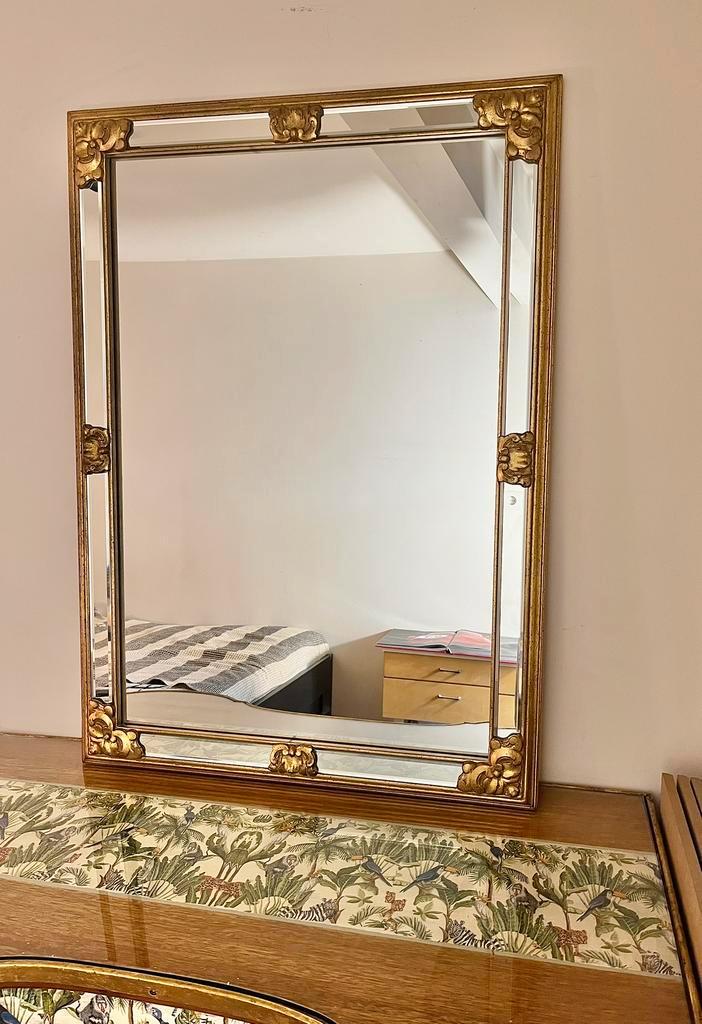 Klassieke facet geslepen DeKnudt spiegel 96x68cm, Antiek en Kunst, Antiek | Spiegels, 50 tot 100 cm, Rechthoekig, Minder dan 100 cm