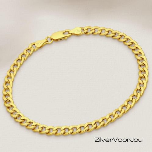Gold plated 925 zilveren  gourmet armband 3 mm, Sieraden, Tassen en Uiterlijk, Armbanden, Nieuw, Verzenden