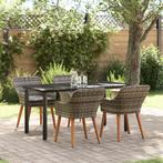 vidaXL 5-delige tuin eetset grijs poly rattan, Tuin en Terras, Verzenden, Nieuw
