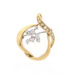 Gouden broche met diamanten | 0,225 ct. (smalle broche), Gebruikt, Overige kleuren, Ophalen of Verzenden, Met edelsteen