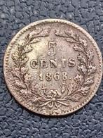 Nederland. Willem III. 5 Cents 1868 (zeldzaam) (Zonder, Postzegels en Munten, Munten | Nederland