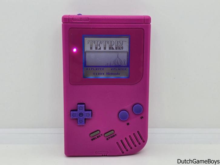 Gameboy Classic - Console - Pink + Ips Screen + Backlight, Spelcomputers en Games, Spelcomputers | Nintendo Game Boy, Gebruikt