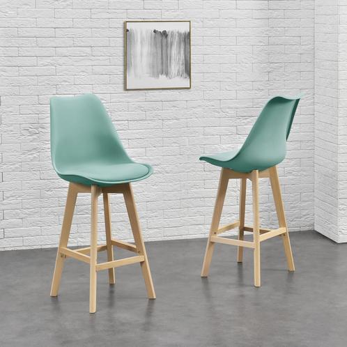 Barkruk set van 6 kunstleer en beuken 105x48x58 cm mint, Huis en Inrichting, Stoelen, Verzenden