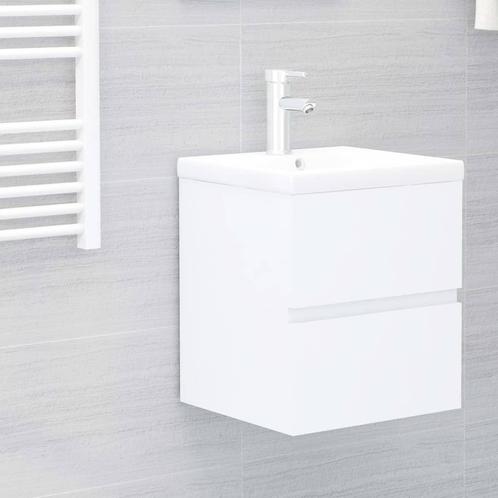 vidaXL Wastafelkast met ingebouwde wastafel spaanplaat wit, Huis en Inrichting, Tafels | Kaptafels, Nieuw, Verzenden