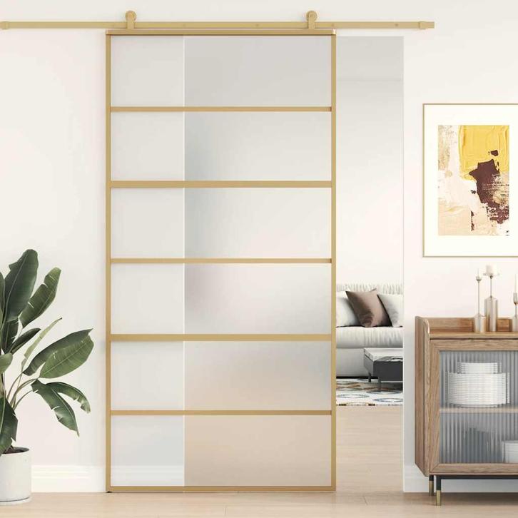vidaXL Schuifdeur 102,5x205 cm mat ESG-glas en aluminium, Doe-het-zelf en Verbouw, Deuren en Horren, Nieuw, Verzenden