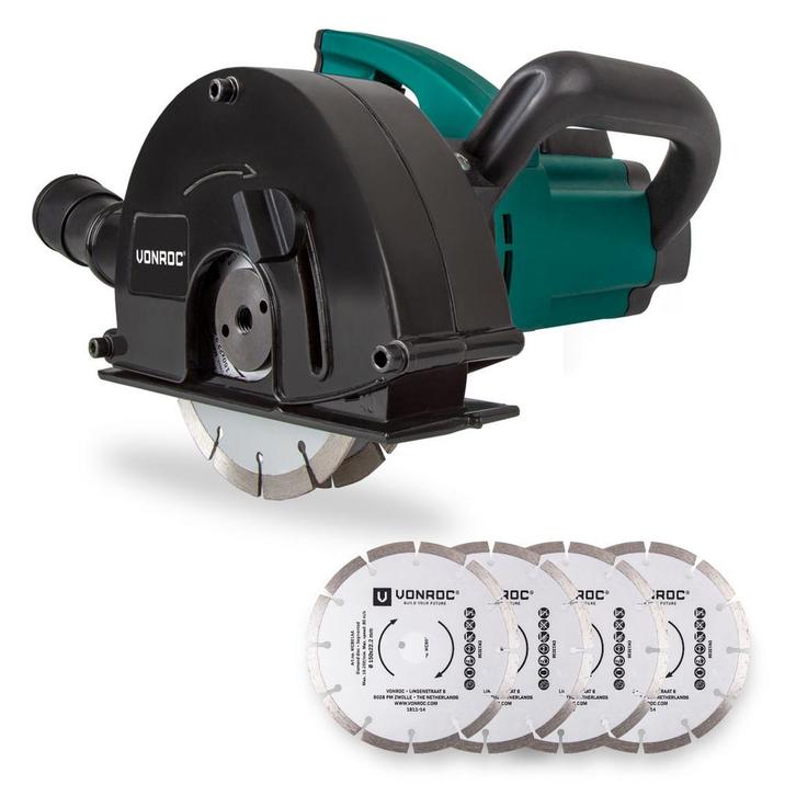 Sleuvenfrees 1700W - 150mm | Incl.  6 sleuvenfrees schijven, Doe-het-zelf en Verbouw, Gereedschap | Freesmachines, Nieuw, Verzenden