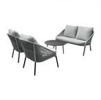 Loungeset Natal Grijs 4-delig | Aluminium met touw, Tuin en Terras, Tuinsets en Loungesets, Ophalen of Verzenden, Nieuw