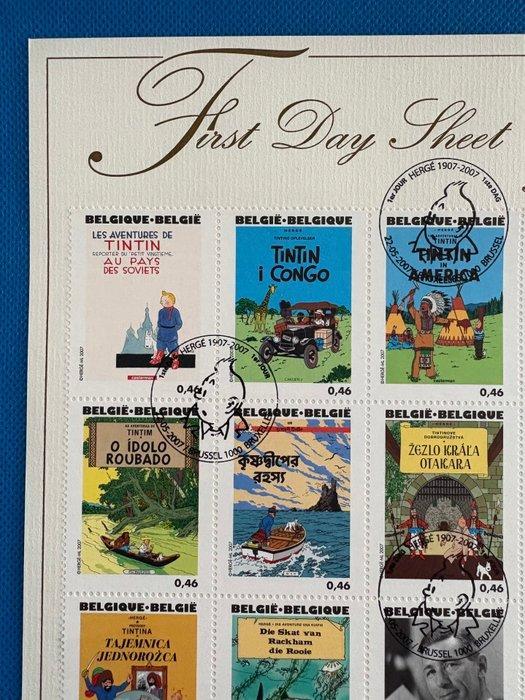 Tintin - First Day sheet Tintin- Planche timbres 1907-2007 -, Boeken, Stripboeken