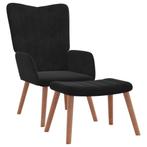 Relaxstoel met Voetenbank | Zwart Fluweel | 40% Korting, Huis en Inrichting, Stoelen, Ophalen of Verzenden, Nieuw, Zwart