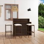 vidaXL 4-delige Tuinbarset met kussens bruin, Tuin en Terras, Tuinsets en Loungesets, Verzenden, Nieuw, Rotan, 3 zitplaatsen