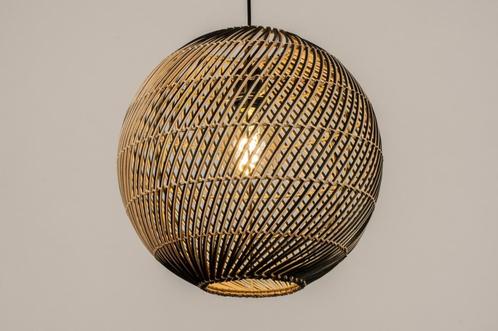 Rietveld Hanglampen - Zwart, Naturel - Rotan, Huis en Inrichting, Lampen | Hanglampen, Verzenden