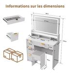 Cosmetische Kaptafel met LED Licht, Spiegel en Ladeopslag, Verzenden, Nieuw