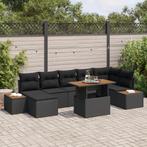 vidaXL 8-delige tuinset met kussens in zwart poly riet en, Tuin en Terras, Tuinsets en Loungesets, Verzenden, Nieuw, Rotan, Tuinset