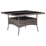 vidaXL Tuintafel poly rattan en glas grijs, Verzenden, Nieuw