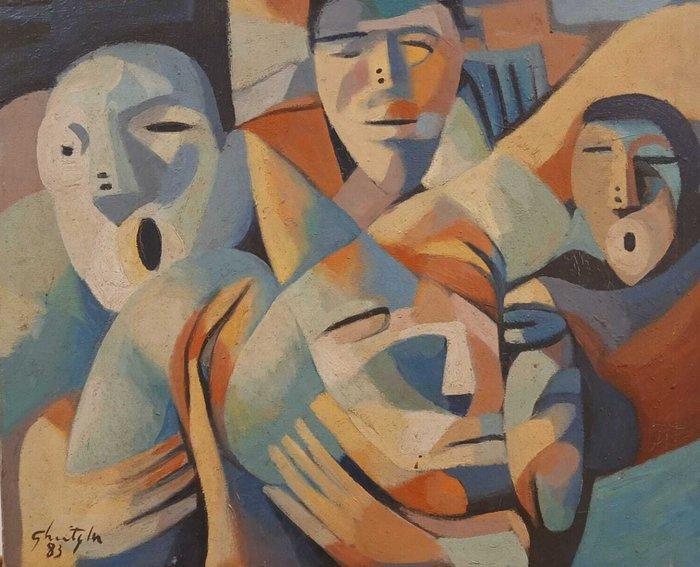 Europese school (XX) - NO RESERVE - Caras ocultas, Antiek en Kunst, Kunst | Schilderijen | Klassiek