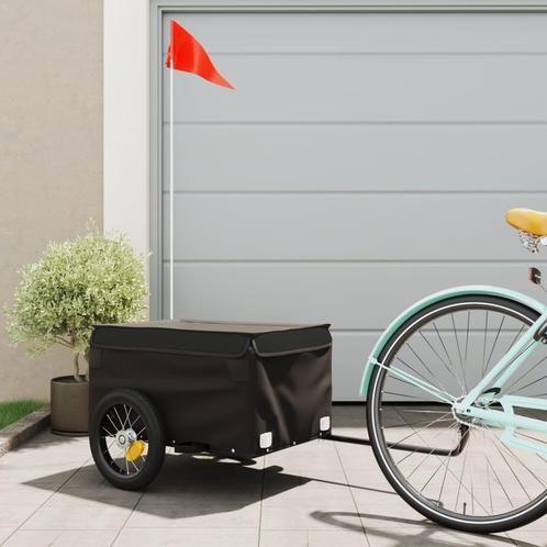 vidaXL Fietstrailer 30 kg ijzer zwart, Fietsen en Brommers, Fietsaccessoires | Aanhangers en Karren, Nieuw, Verzenden
