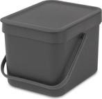 Brabantia Sort & Go Prullenbak - 6 liter - Dark Grey, Huis en Inrichting, Woonaccessoires | Prullenbakken, Verzenden, Nieuw
