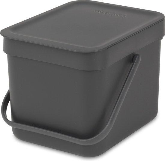 Brabantia Sort & Go Prullenbak - 6 liter - Dark Grey, Huis en Inrichting, Woonaccessoires | Prullenbakken, Verzenden