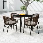 vidaXL 5-delige Tuinset bruin, Tuin en Terras, 4 zitplaatsen, Kunststof, Verzenden, Nieuw