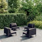 vidaXL 4-delige Loungeset met kussens poly rattan, Verzenden, Nieuw, Rotan, Loungeset