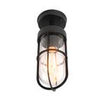 Landelijke buitenplafondlamp zwart met glas IP44 - Elza, Nieuw, Minder dan 50 watt