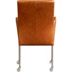 Leren eetkamerstoel Comfort met wieltjes en armleuning - Vi, Huis en Inrichting, Stoelen, Overige kleuren, Nieuw, Leer, Ophalen of Verzenden