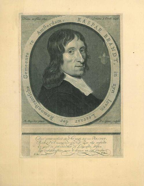 Portrait of Caspar Brandt, Antiek en Kunst, Kunst | Etsen en Gravures