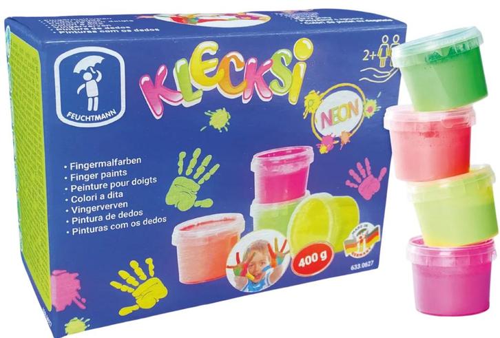 Klecksi - 633 0627 - Neon - 4x100 gram - vingerverf - Feu..., Kinderen en Baby's, Speelgoed | Educatief en Creatief, Knutselen