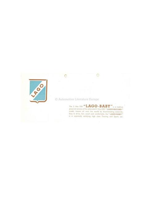 1950 TALBOT-LAGO BABY BROCHURE ENGELS, Boeken, Auto's | Folders en Tijdschriften