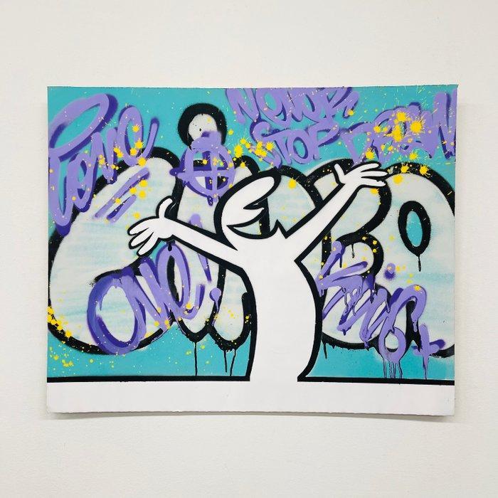 AIIROH - La Linea - Happy [100% handmade], Antiek en Kunst, Kunst | Schilderijen | Modern