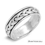 925 zilveren spinner ring met gevlochten kabel desig, Sieraden, Tassen en Uiterlijk, Ringen, Verzenden, Nieuw, Zilver
