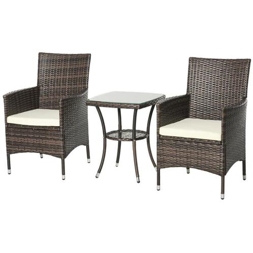 TRUUSK Rotan Tuinmeubelset Met Bijzettafel Bistroset 3-delig, Tuin en Terras, Tuinsets en Loungesets, Nieuw, Verzenden